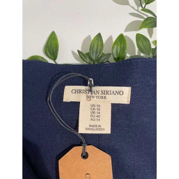 Christian Siriano Linen Blend Cropped Vest Top Navy Blue size10 NWT - Picture 5 of 10